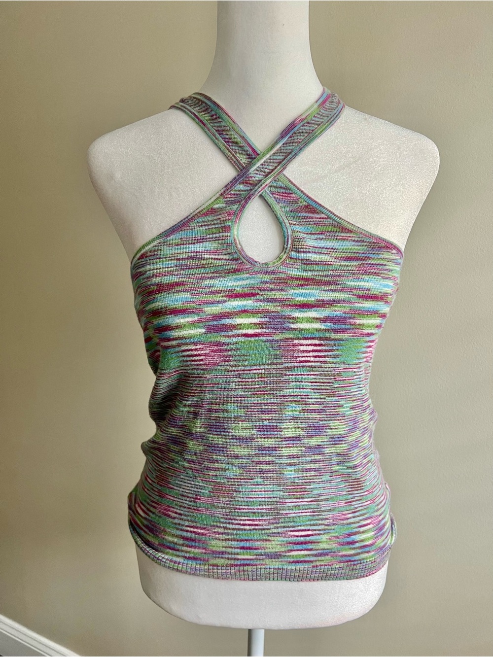 Y2K Style Cross Colorful Front Stretchy Tank Top Medium XOXO